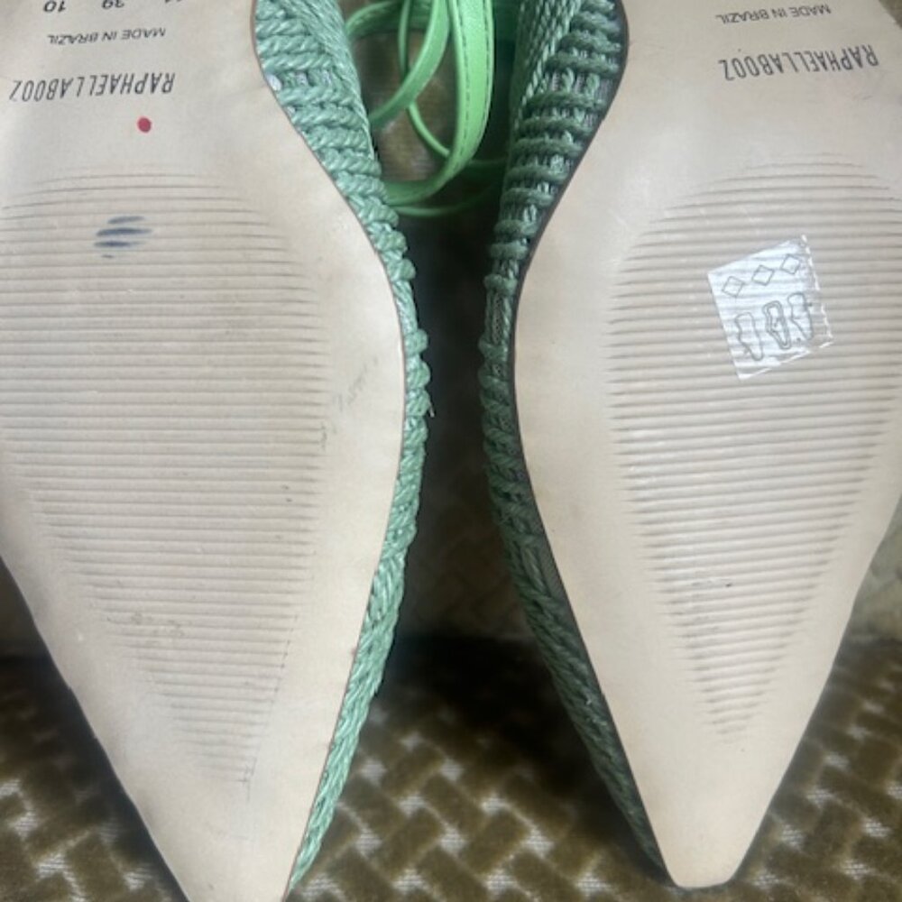 Anthropologie x Rafealla Booz Woven Apple Green Jute Block Heeled Sandals NEW - Picture 11 of 16